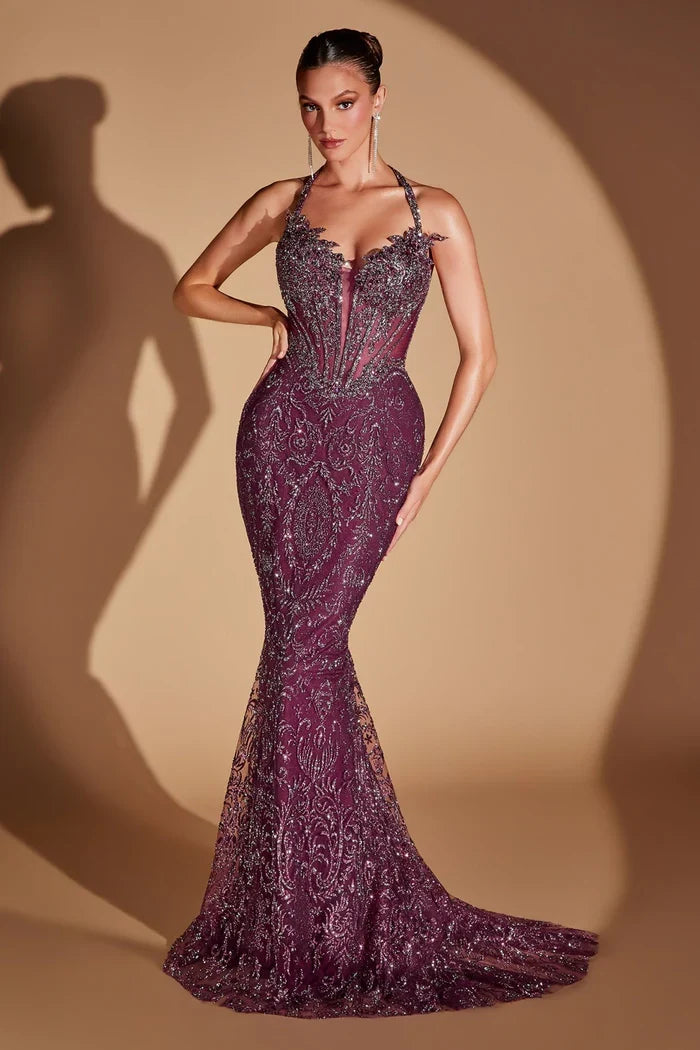 Ladivine CD695 Halter Beaded Dress