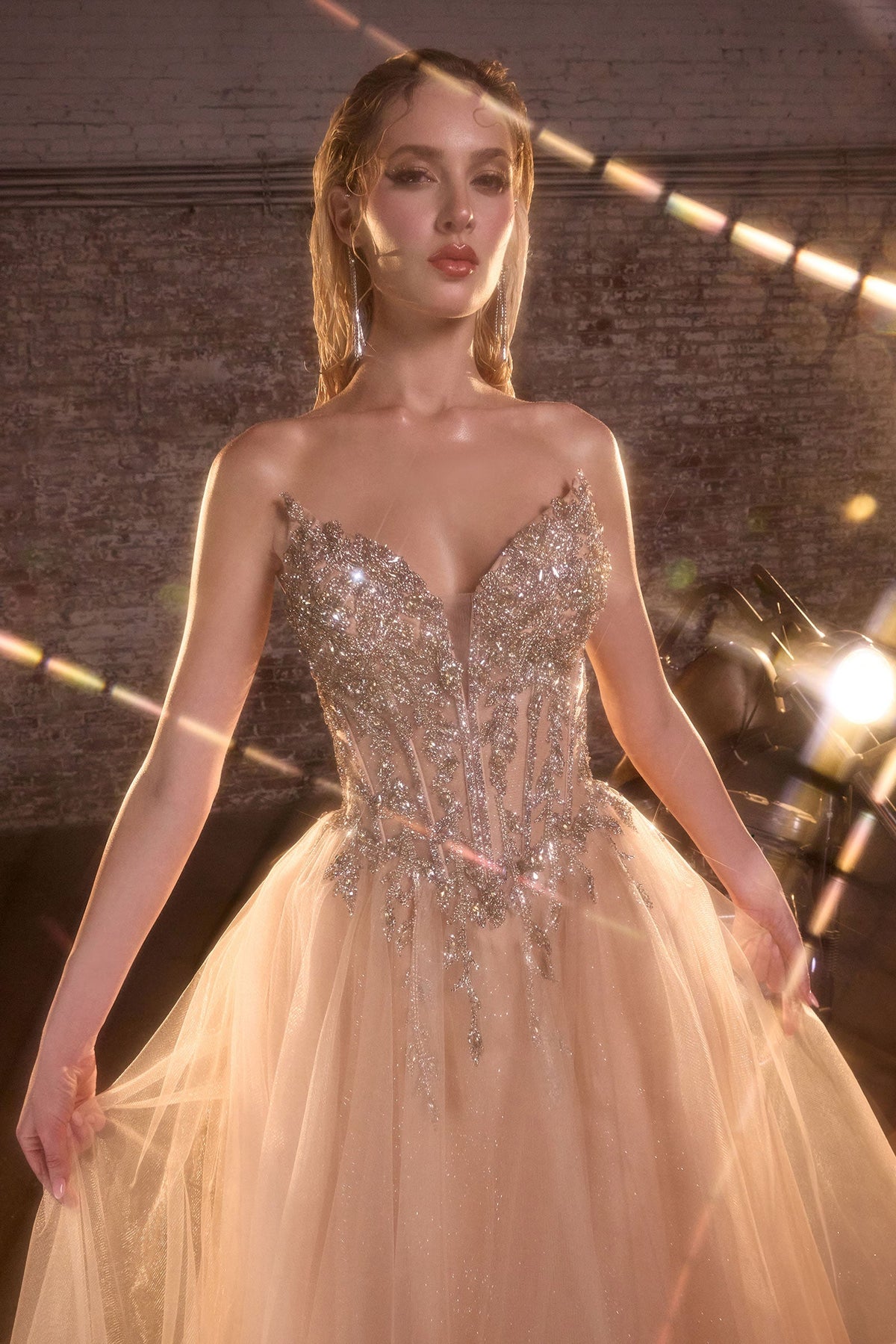 Ladivine CD721 A-Line Crystal Bodice Dress