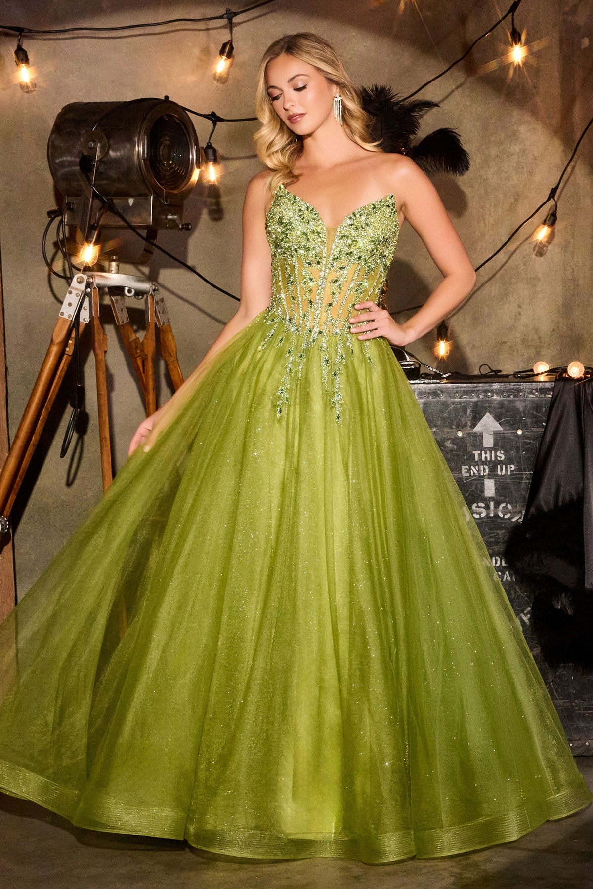 Ladivine CD721 A-Line Crystal Bodice Dress