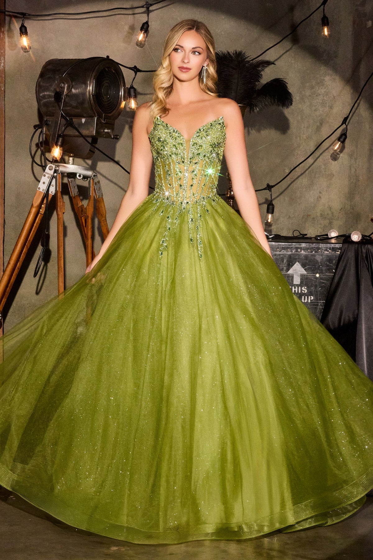 Ladivine CD721 A-Line Crystal Bodice Dress
