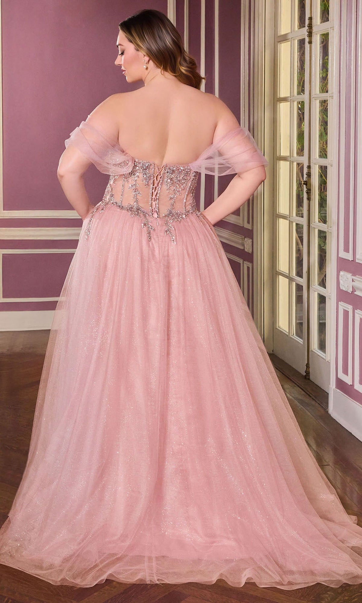Ladivine CD721C - Off Shoulder Embellished A-Line Gown