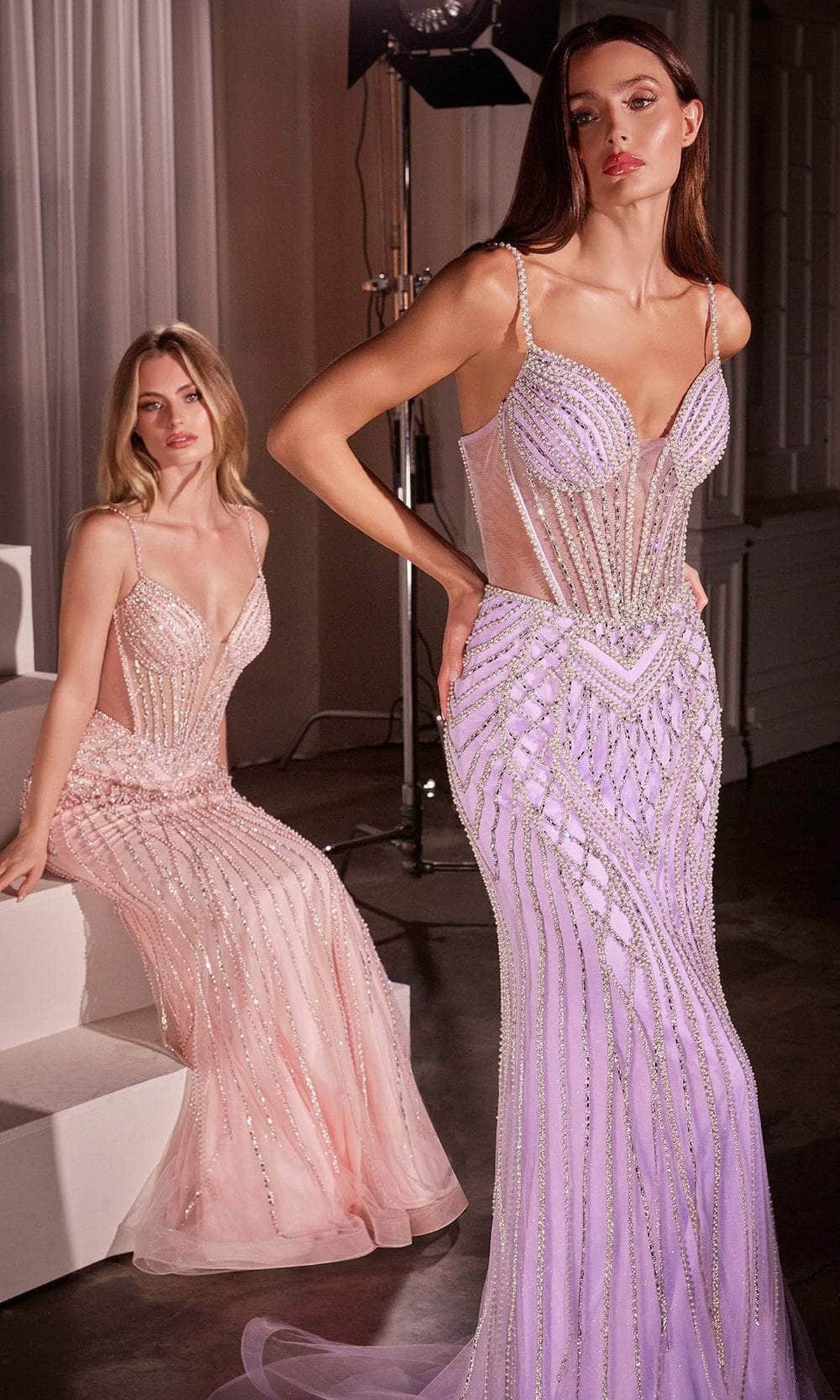 Ladivine CD759 - Plunging Sweetheart Sheath Evening Dress