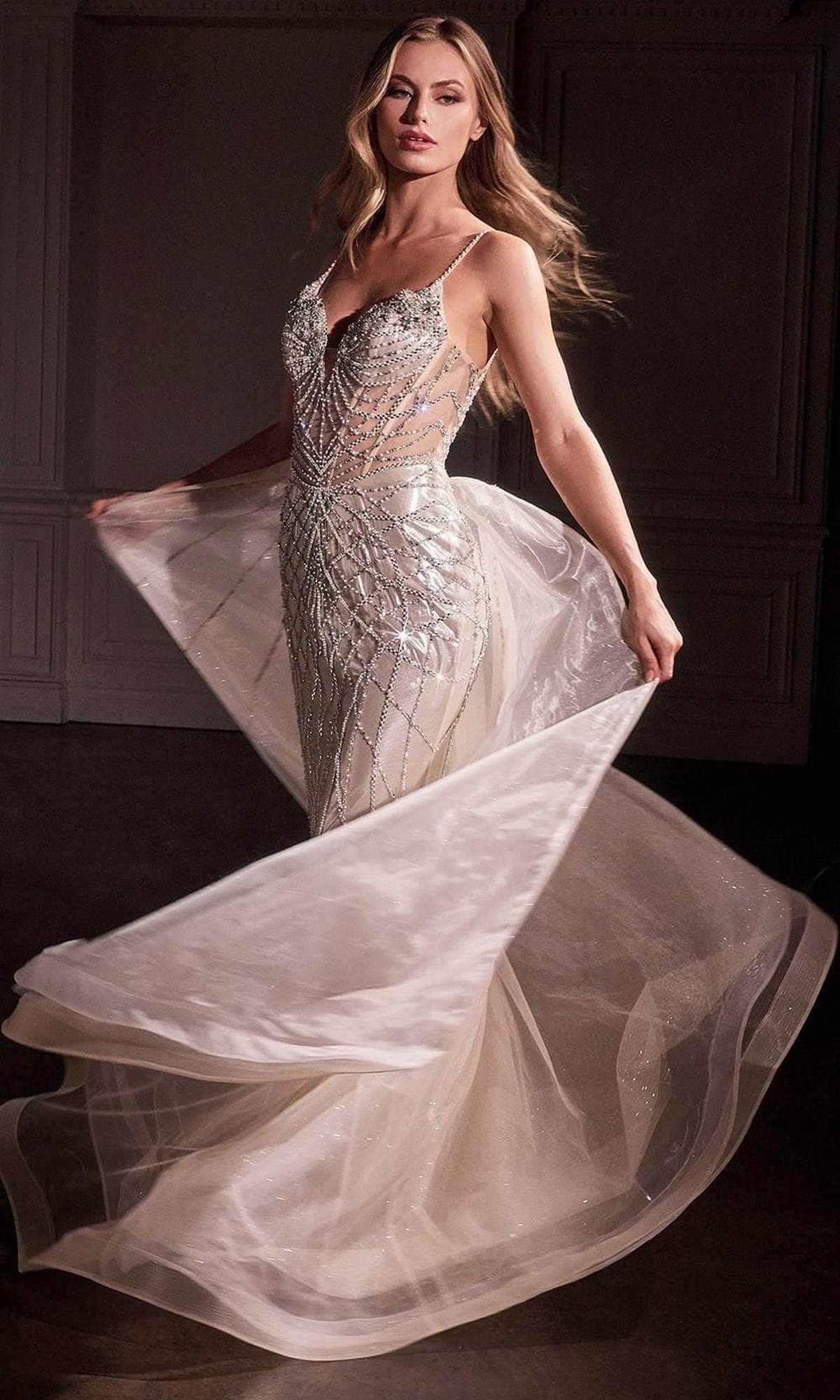 Ladivine CD763 - V-Neck Mermaid Prom Gown