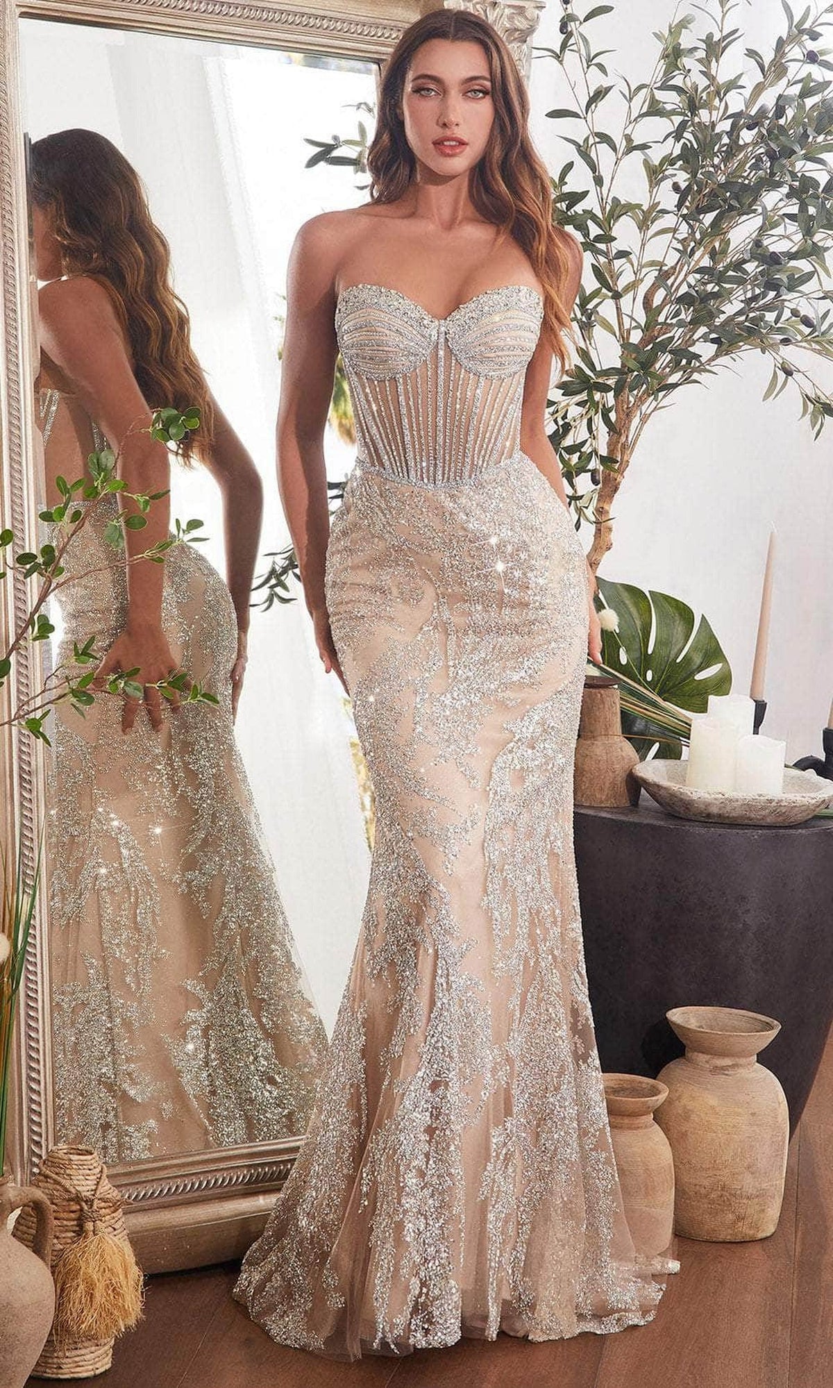 Ladivine CD847 Beaded Embroidered Dress