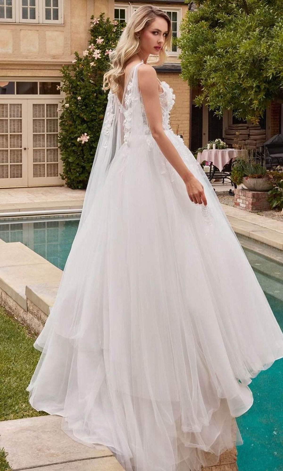 Ladivine CDS437W - Sleeveless Layered Tulle Bridal Gown