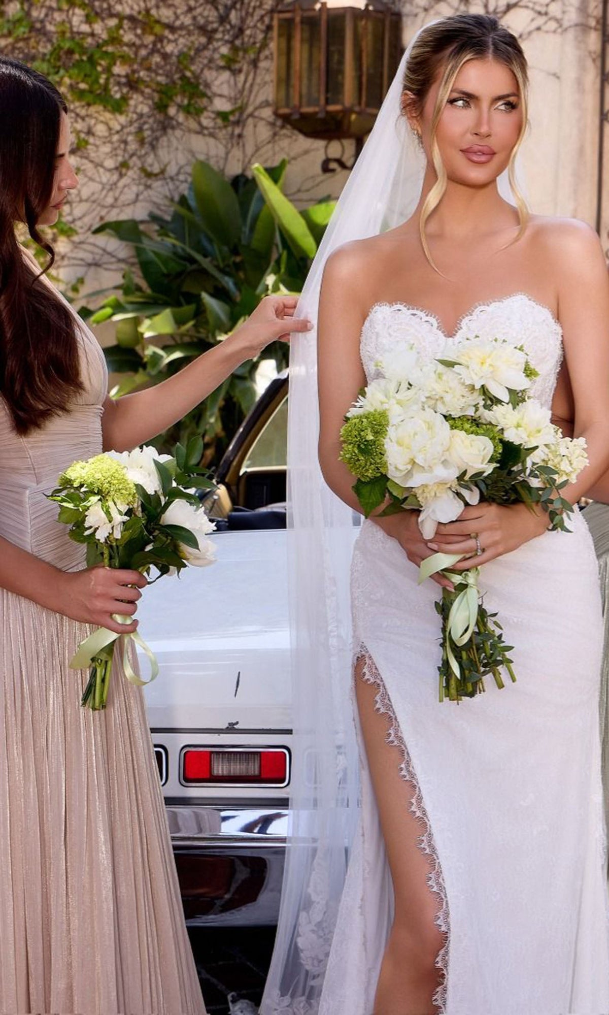 Ladivine CDS550W Lace High Slit Bridal Dress