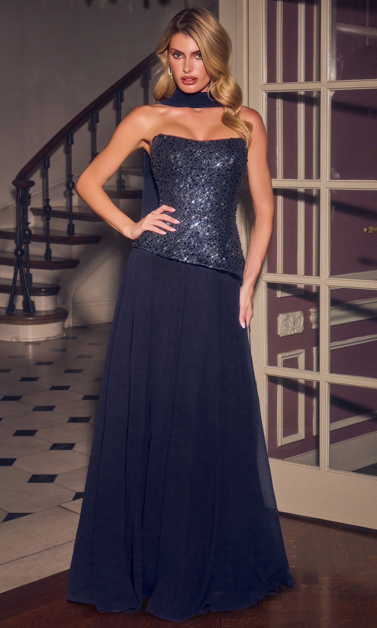 Ladivine CH2603 Strapless Asymmetrical Waist Dress