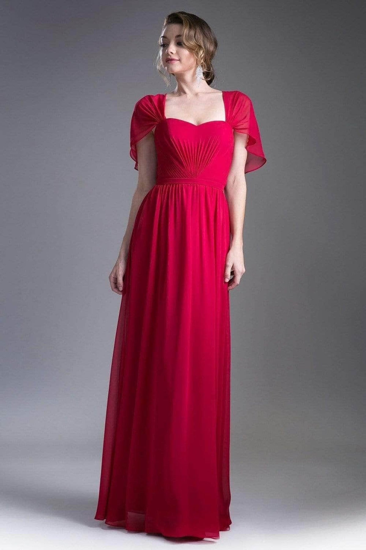 Ladivine CH532 - Semi-Sweetheart Dress With Cape Detail