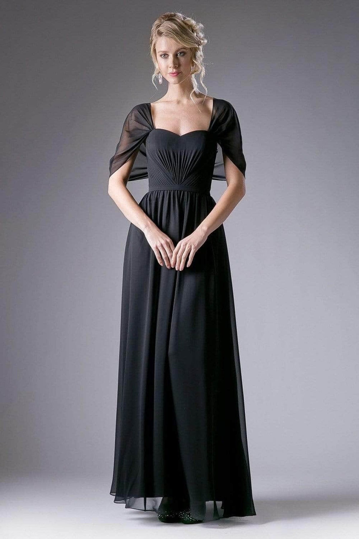 Ladivine CH532 - Semi-Sweetheart Dress With Cape Detail