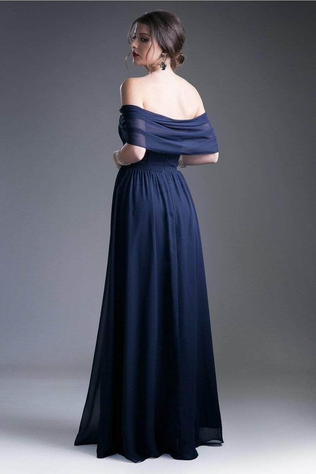 Ladivine CH532 - Semi-Sweetheart Dress With Cape Detail