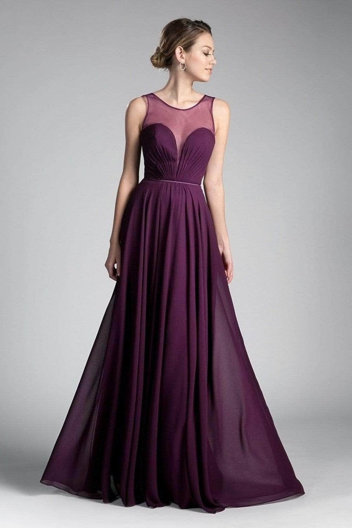 Cinderella Divine CJ251 - Illusion Jewel A-Line Evening Gown