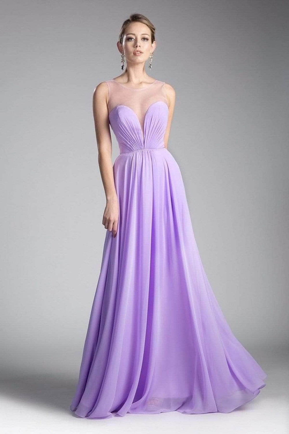 Cinderella Divine CJ251 - Illusion Jewel A-Line Evening Gown