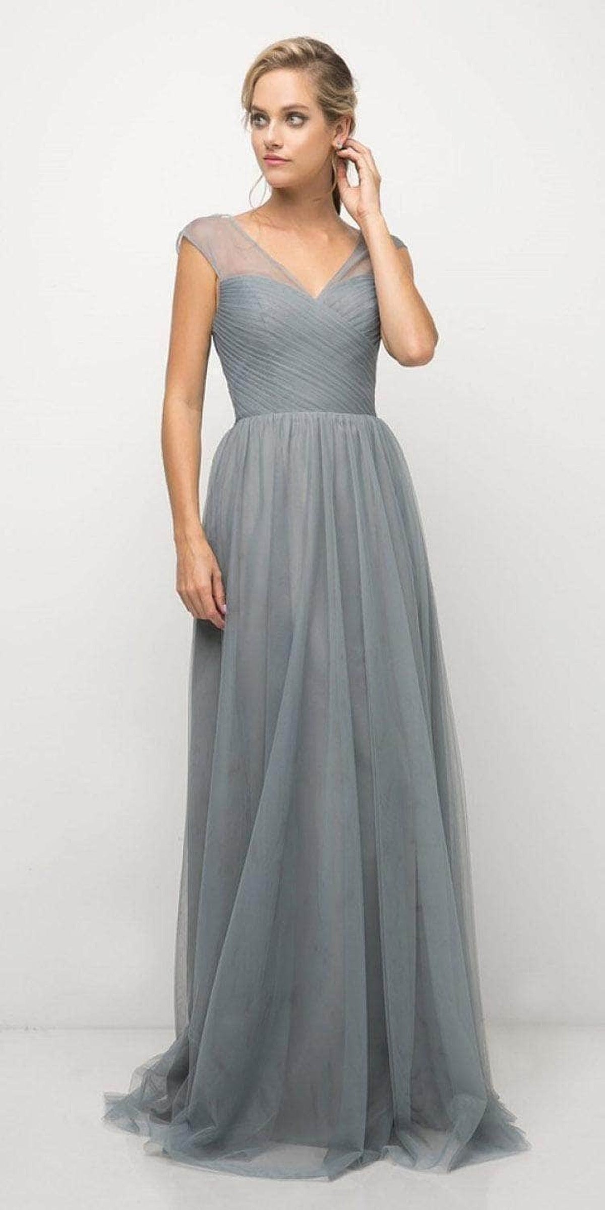 Ladivine ET320 - Pleated Top A-Line Gown