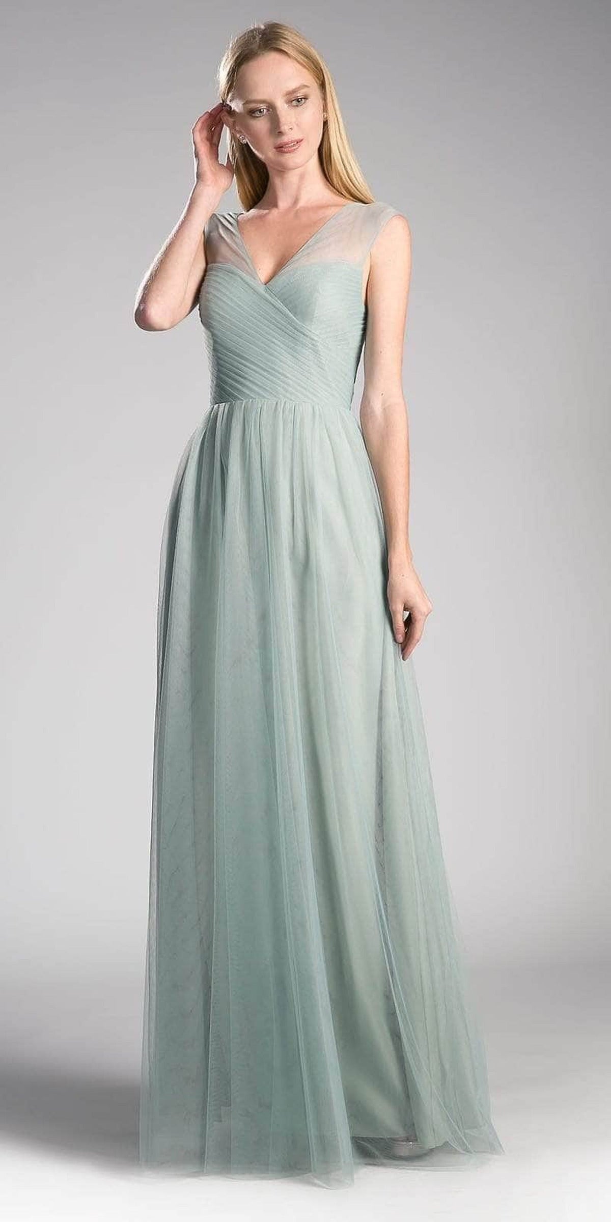 Ladivine ET320 - Pleated Top A-Line Gown