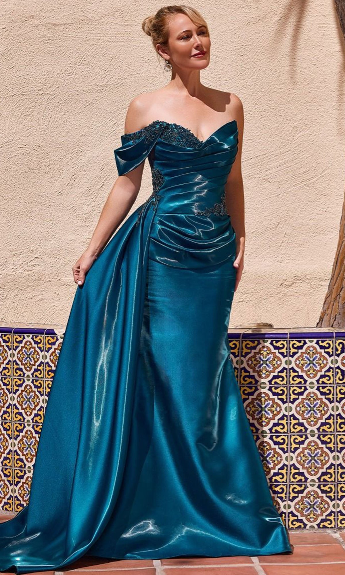 Ladivine J916 One Shoulder Pleated Dress
