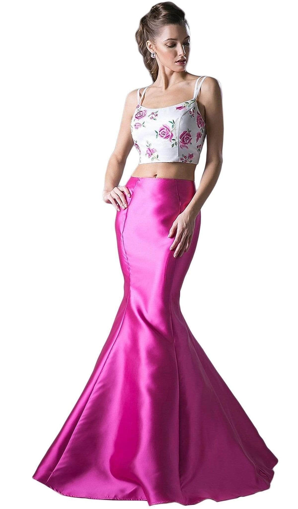 Ladivine KC1737 - Floral Two Piece Mermaid Gown