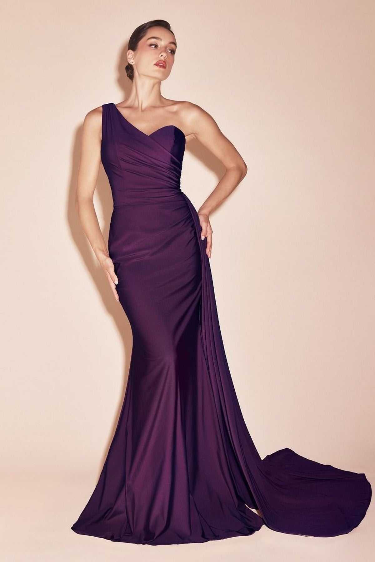Ladivine PT004C - Asymmetrical Sheath Evening Dress