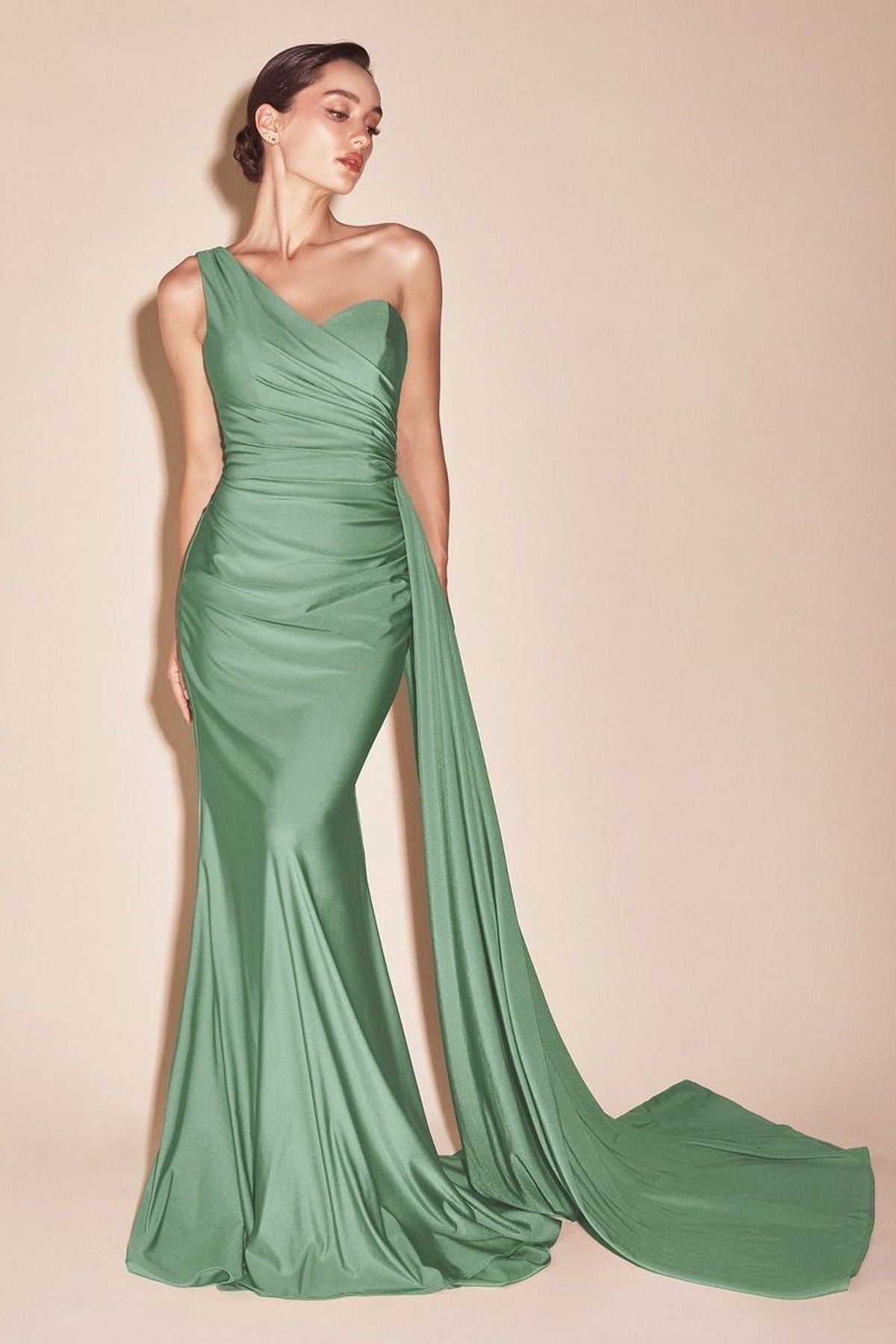 Ladivine PT004C - Asymmetrical Sheath Evening Dress