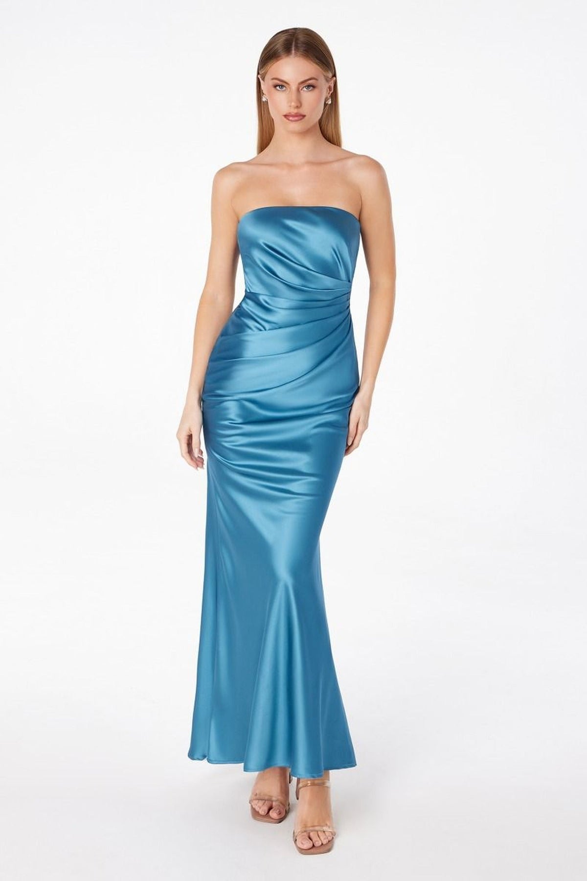 Ladivine T2006 - Shiny Strapless Back Cutout Dress