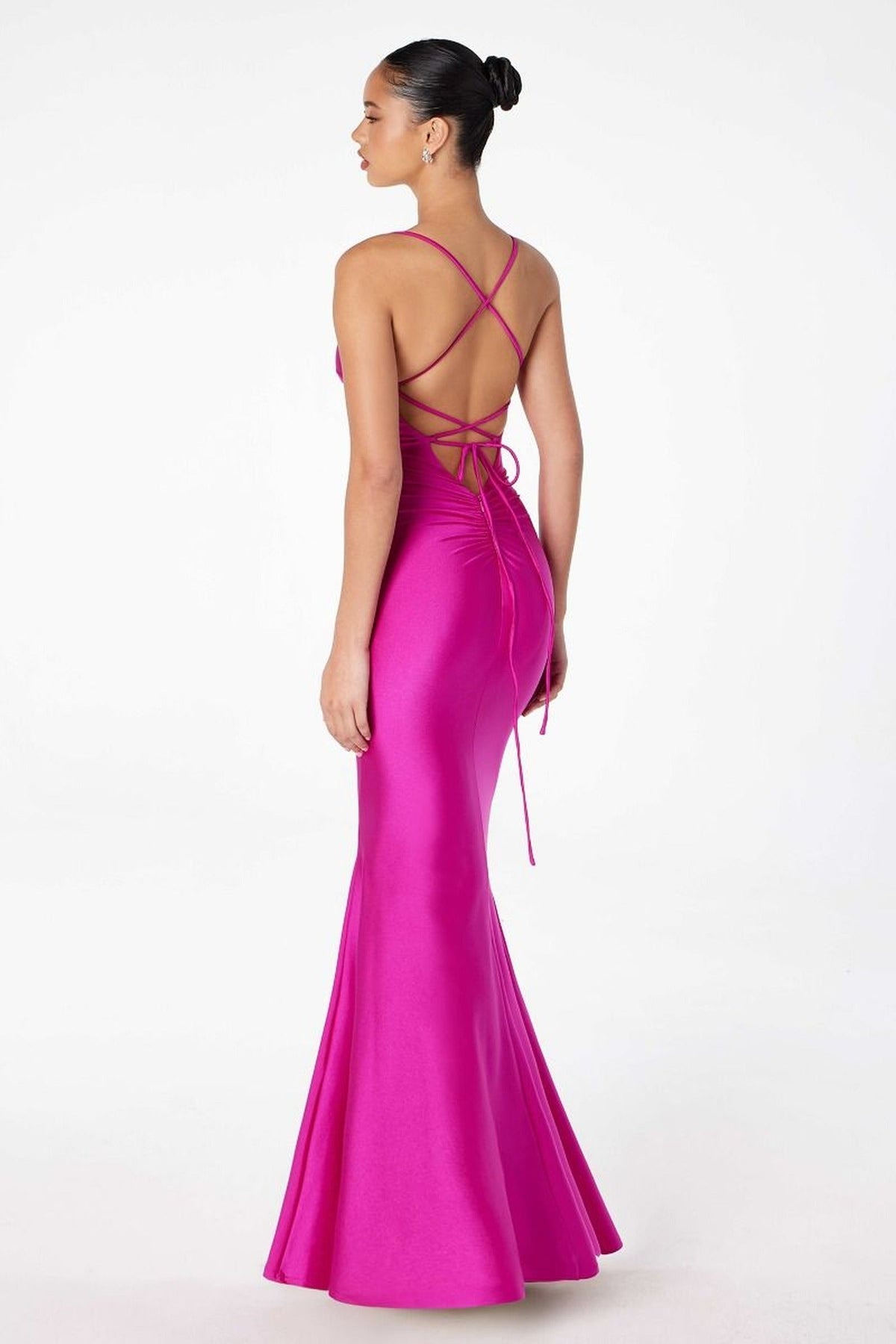 Ladivine T3001 - Lace-Up Back Sheath Formal Dress