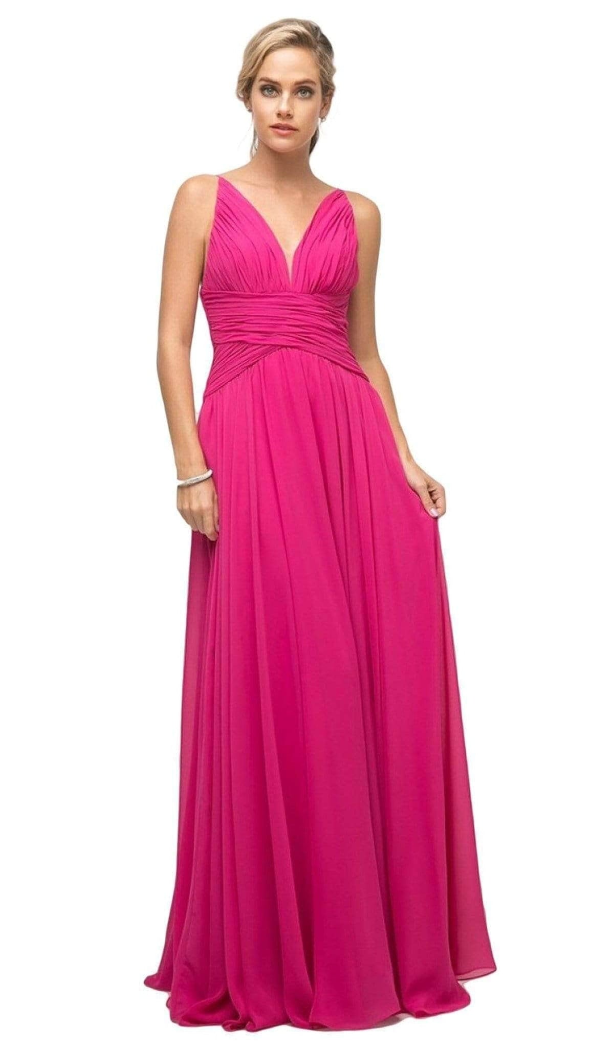 Ladivine UF295 - Ruched Chiffon A-Line Dress