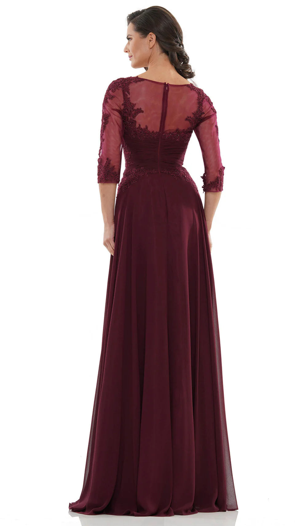 Marsoni by Colors - M237 V-Neck Beaded Lace Applique Chiffon Dress - view 9