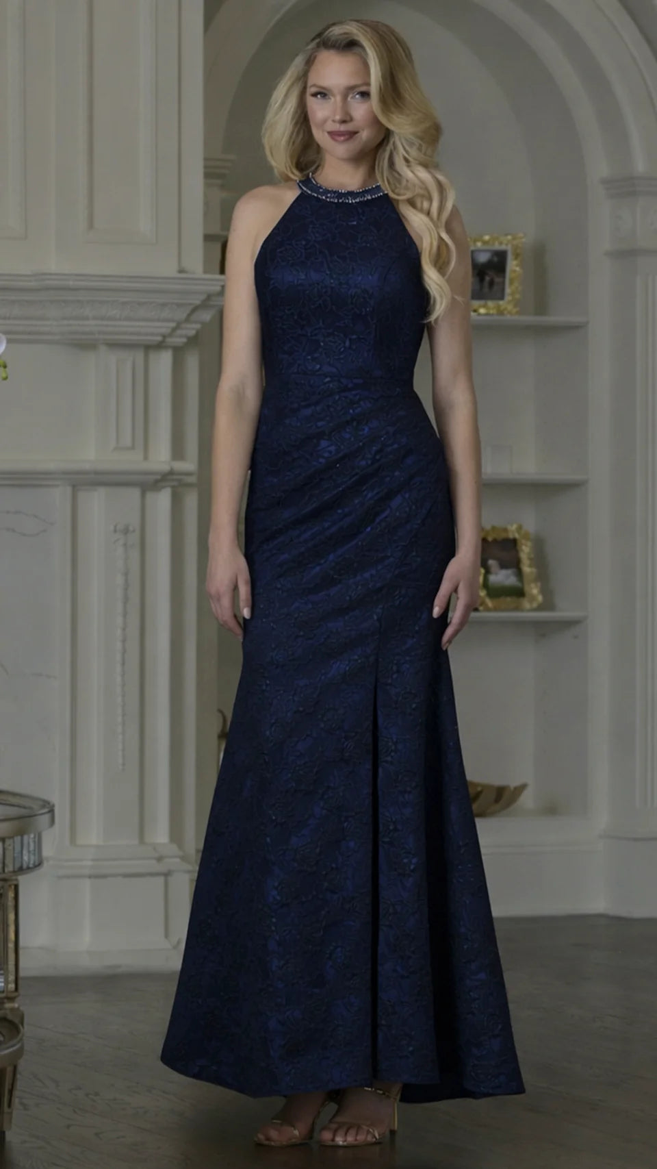 Marsoni by Colors M356 - Halter Beaded Column Formal Dress - view 6