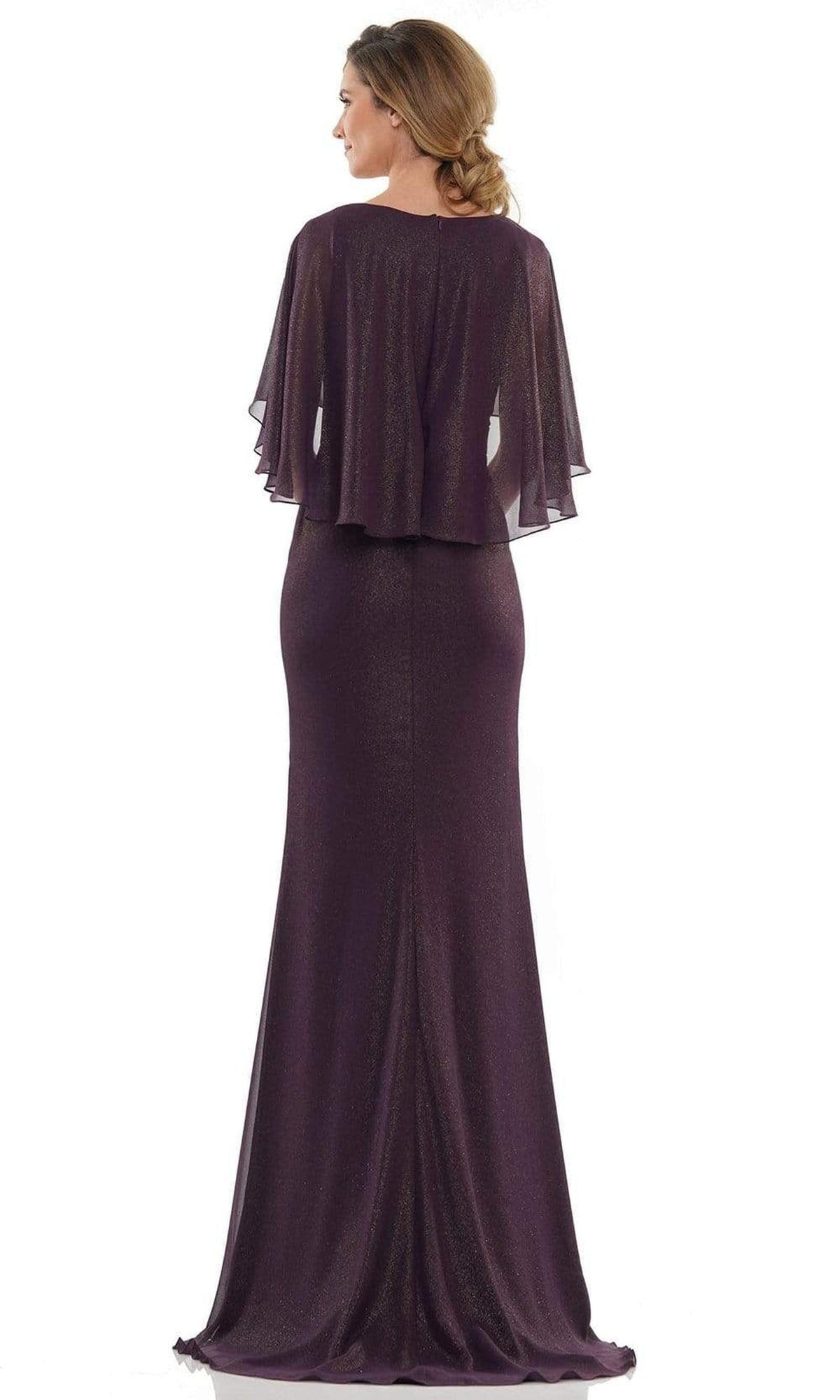 Marsoni by Colors - MV1130 Glittered Fabric Poncho Sheath Gown