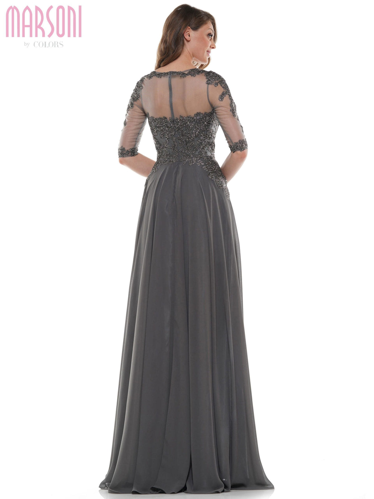 Marsoni by Colors - M157 Scoop Neckline A-Line Dress - detail view