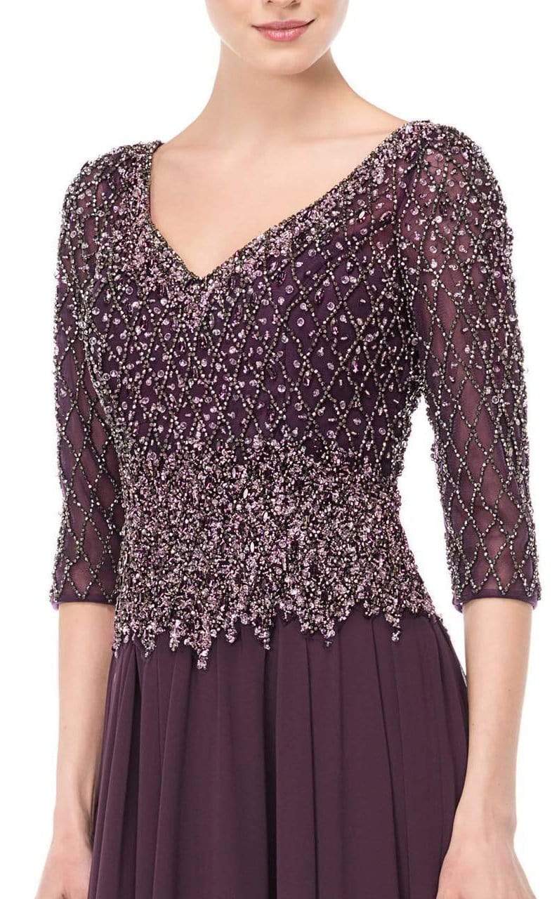 Marsoni by Colors - M165 Illusion Lattice Motif A-Line Gown - view 4