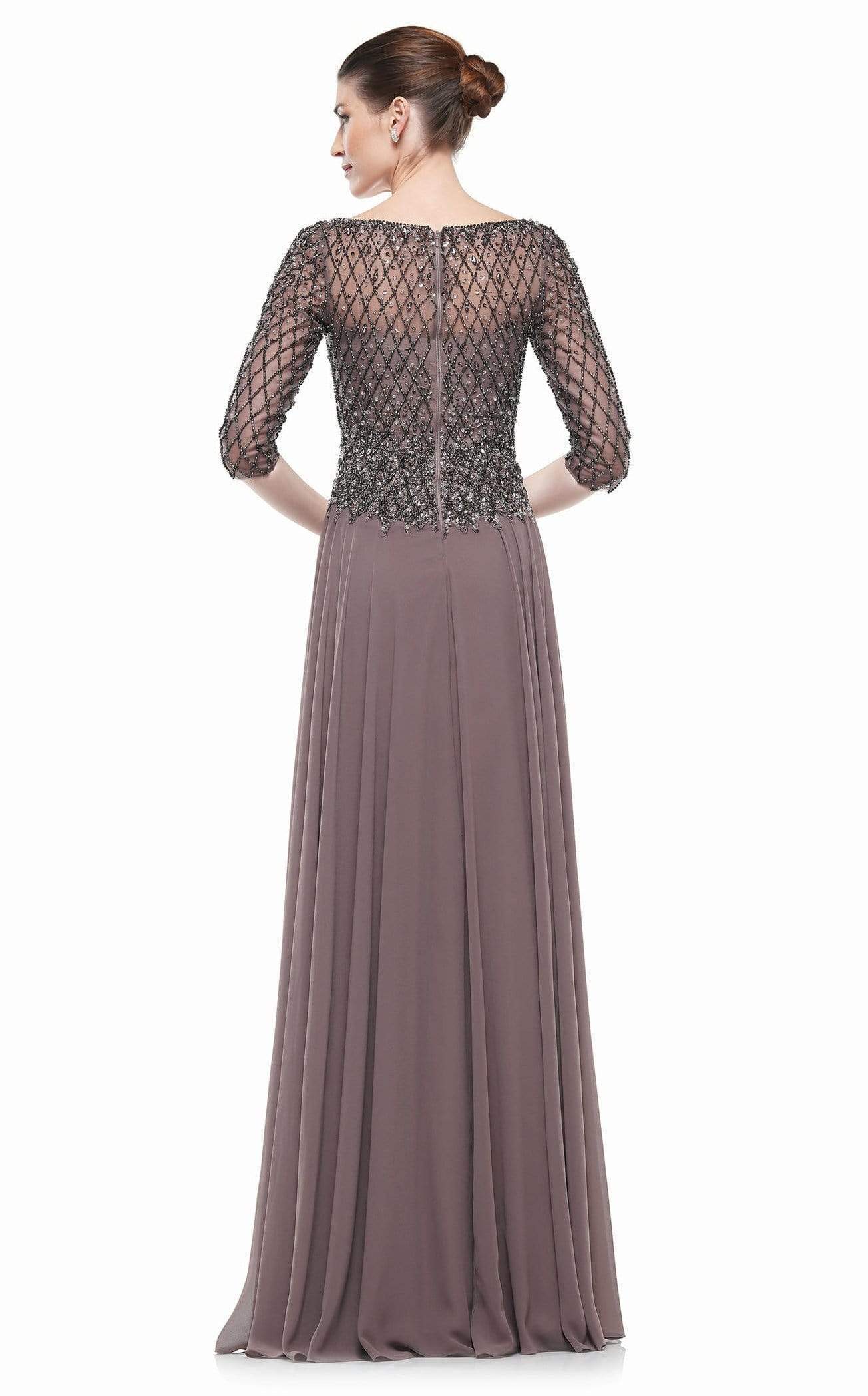 Marsoni by Colors - M165 Illusion Lattice Motif A-Line Gown - view 7