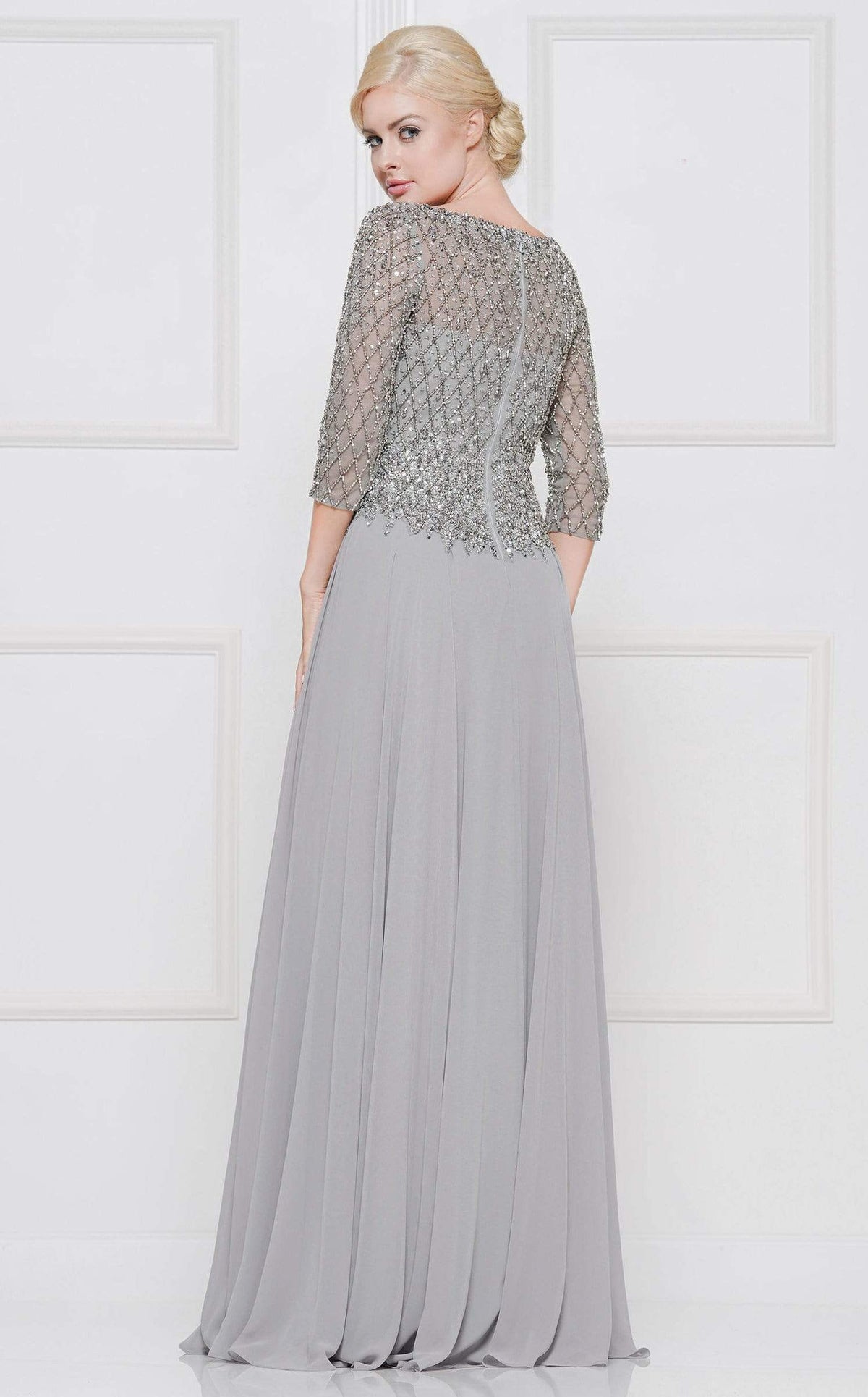 Marsoni by Colors - M165 Illusion Lattice Motif A-Line Gown - view 13