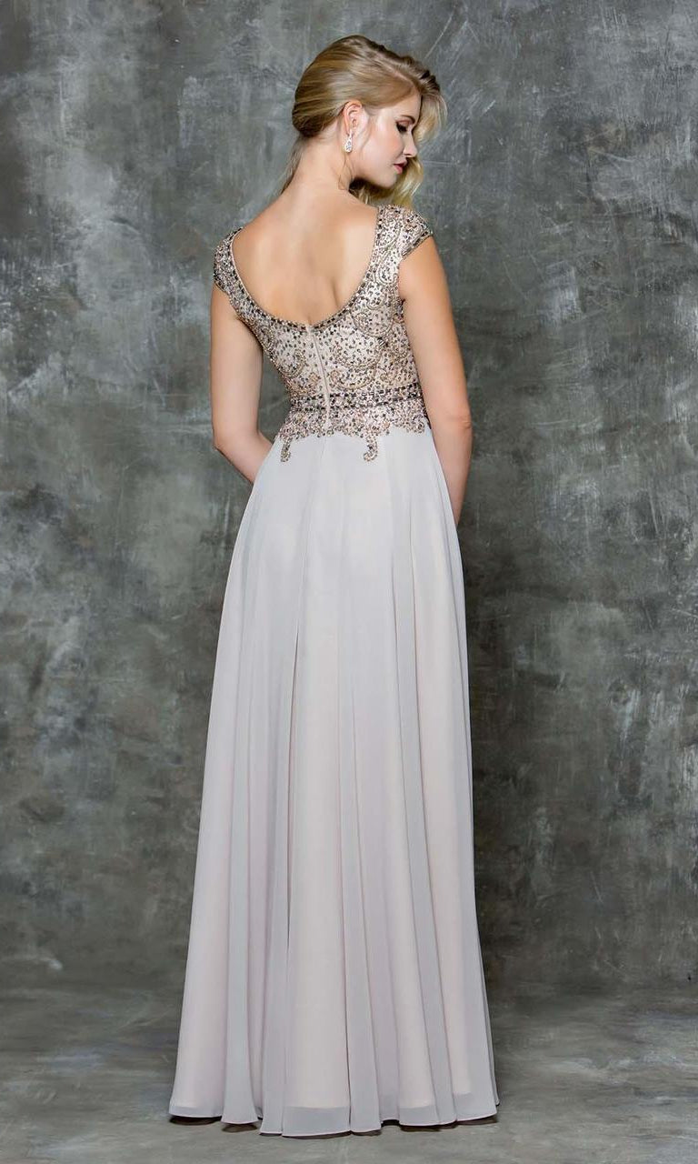 Marsoni by Colors - M173 Keyhole A-Line Chiffon Gown - detail view