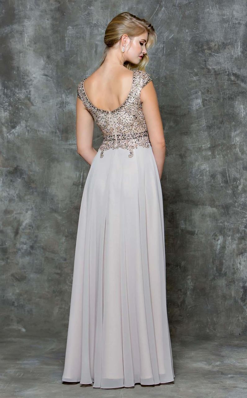 Marsoni by Colors - M173 Keyhole A-Line Chiffon Gown - detail view