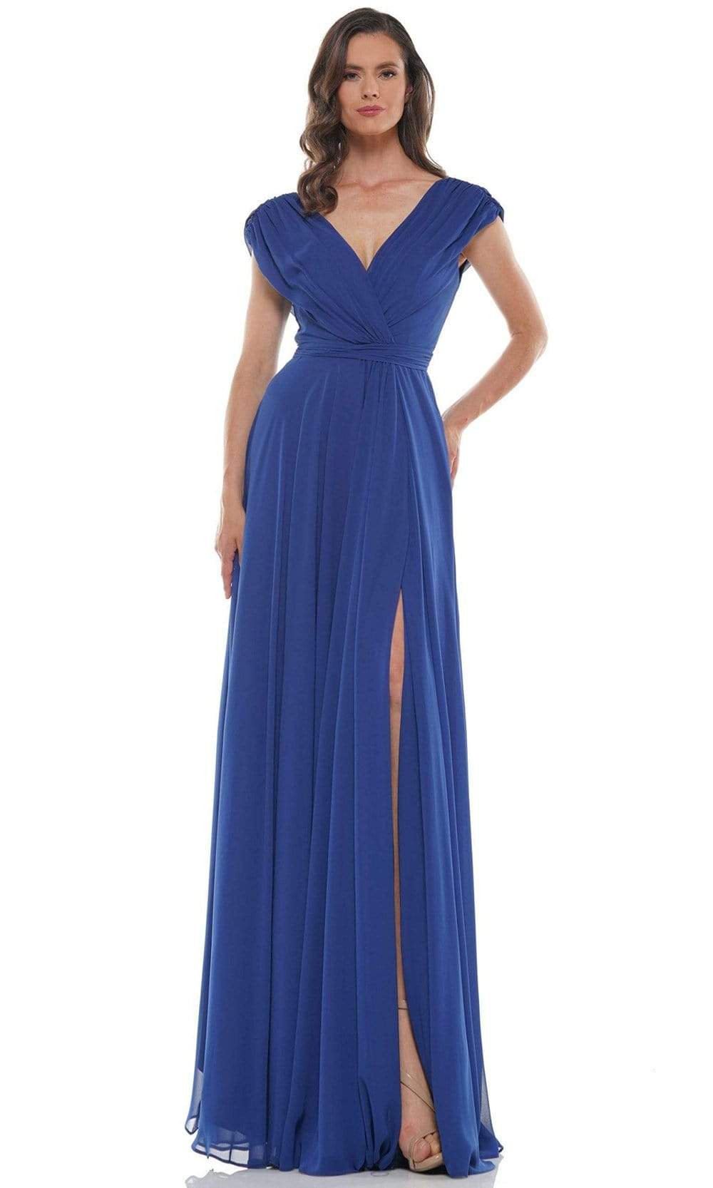 Marsoni by Colors - M251 Gathered V Neck Off Shoulder A-Line Gown - view 13