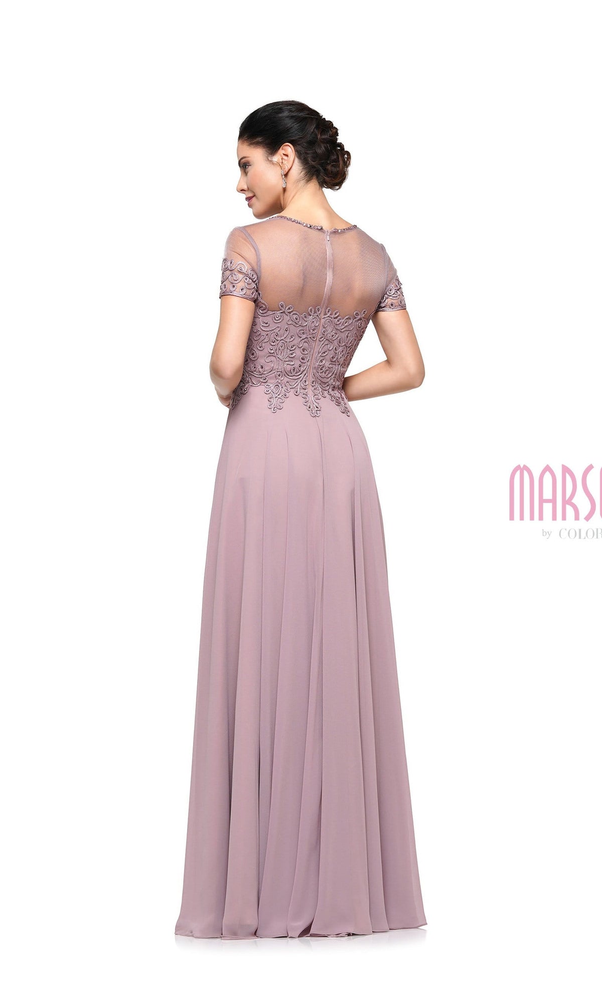 Marsoni by Colors - M271 Short Sleeve Queen Anne Soutache Gown - view 7