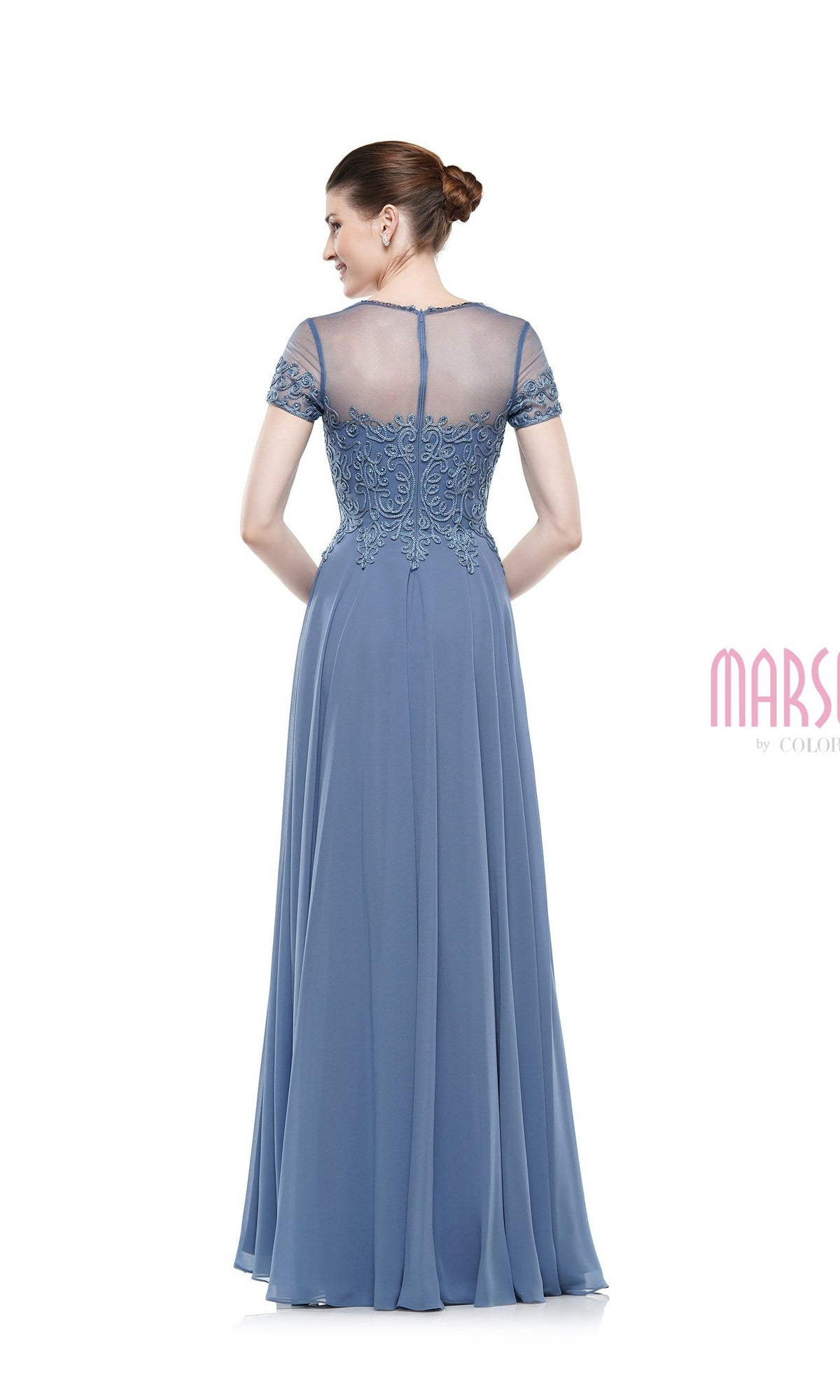Marsoni by Colors - M271 Short Sleeve Queen Anne Soutache Gown - view 9