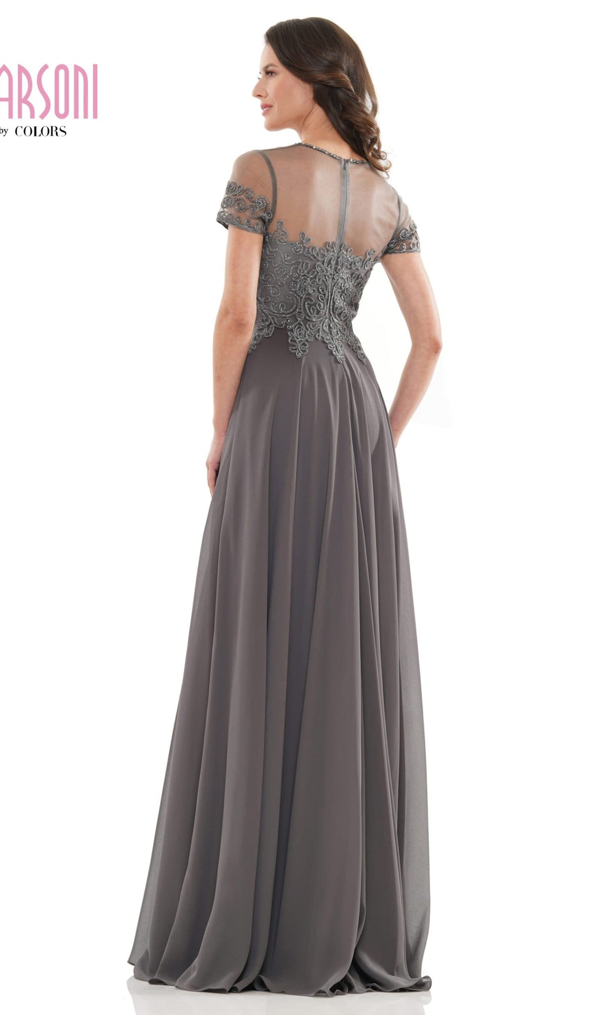 Marsoni by Colors - M271 Short Sleeve Queen Anne Soutache Gown - view 4