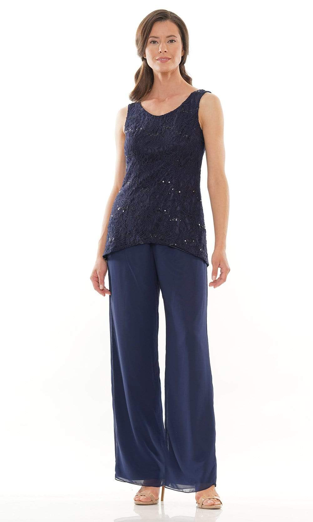 Marsoni by Colors - M303 Three-Piece Chiffon Lace Pantsuit - view 13