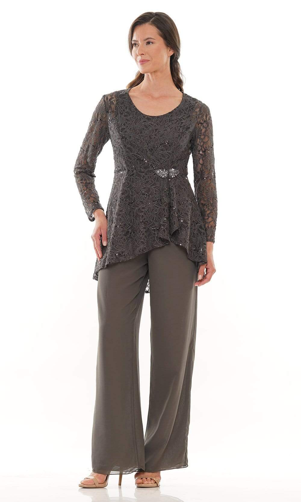 Marsoni by Colors - M305 Scoop Jacket Pantsuit - designer mother of the bride dress at Silhouette Dresses