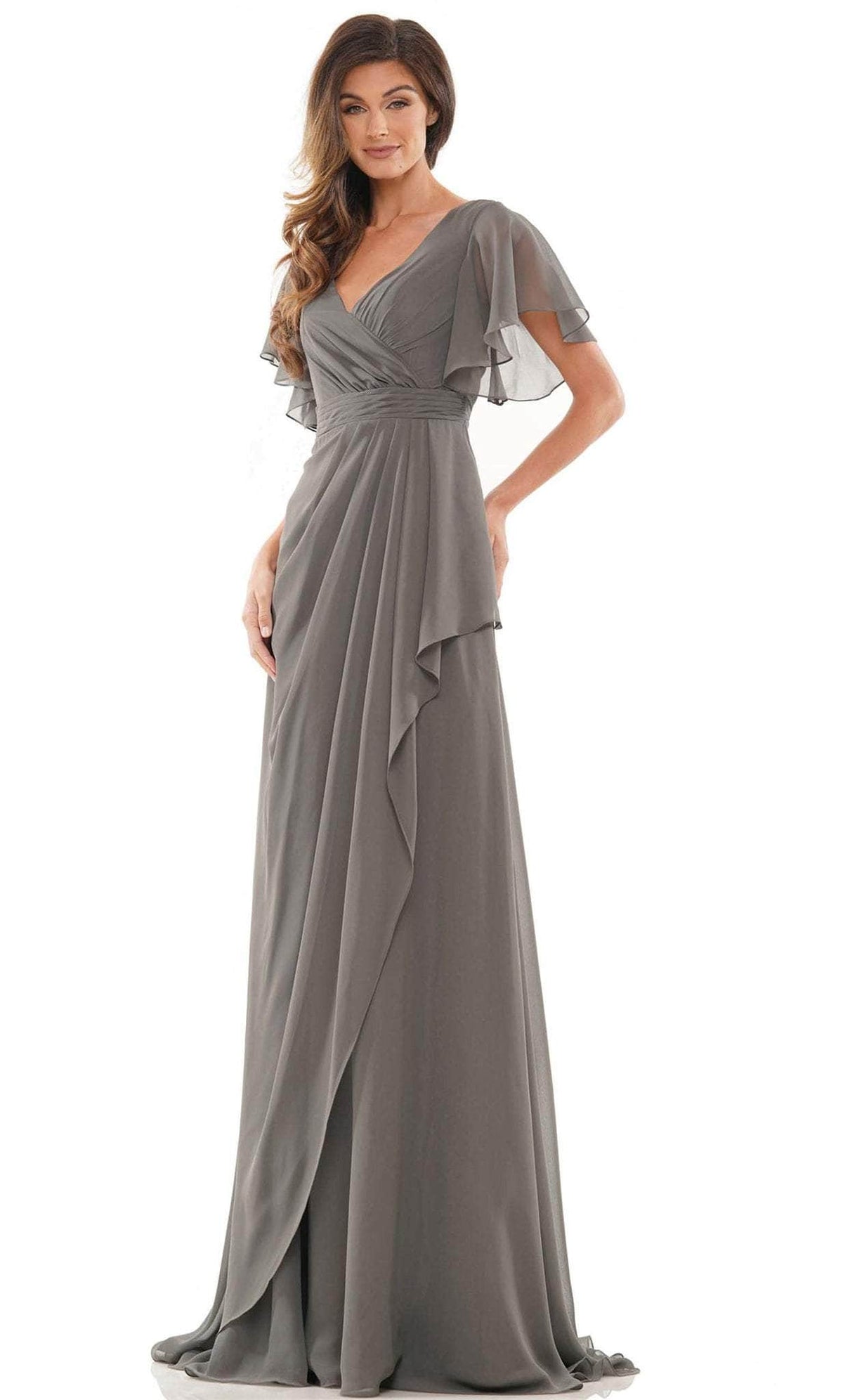 Marsoni by Colors M320 - Flutter Sleeve Evening Dress - back view