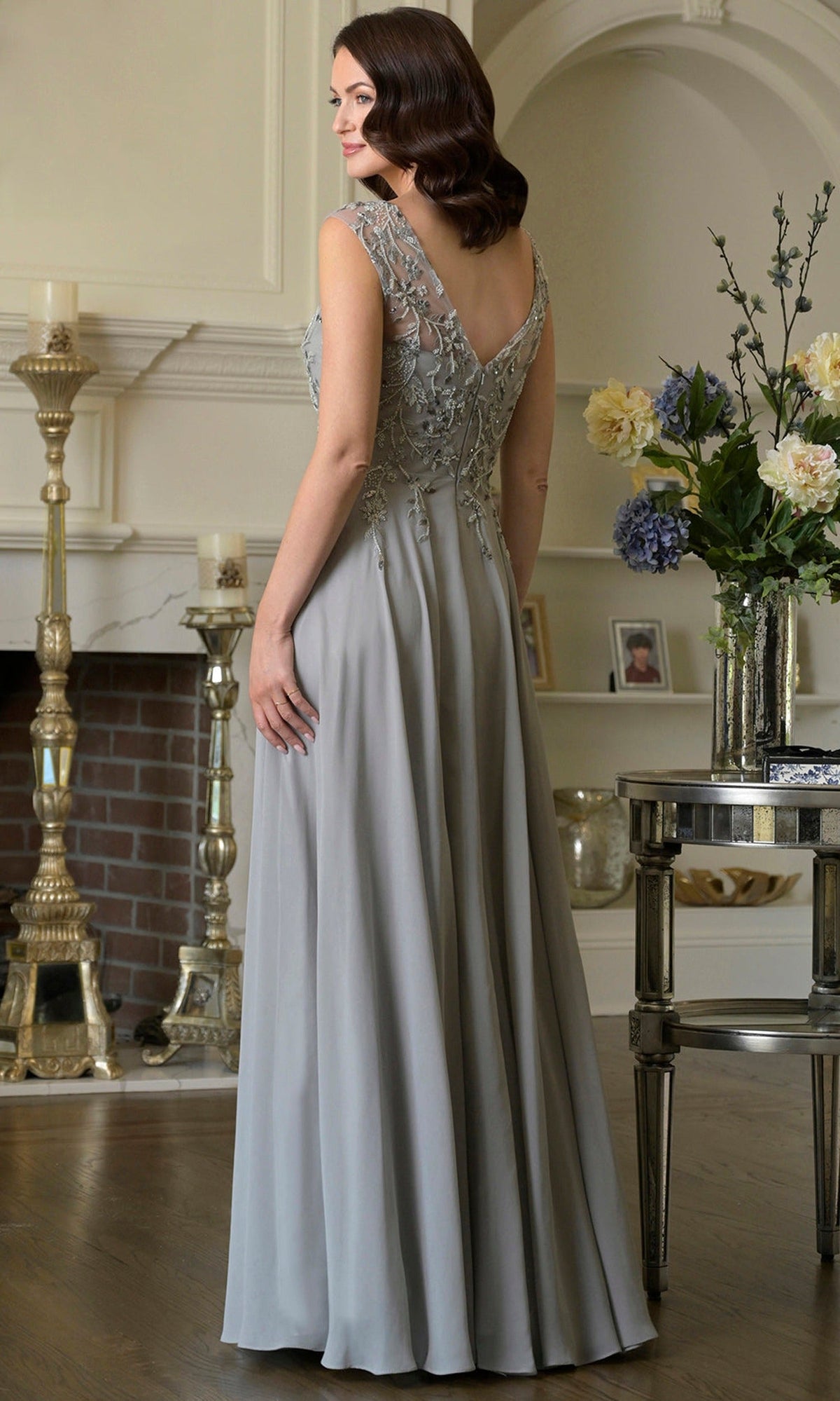 Marsoni by Colors M340 - Lace Bodice A-line Chiffon Gown