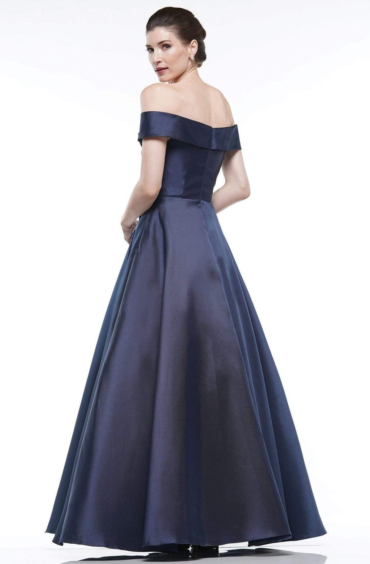 Marsoni by Colors - MV1008 Floral Beaded Surplice Off Shoulder Gown