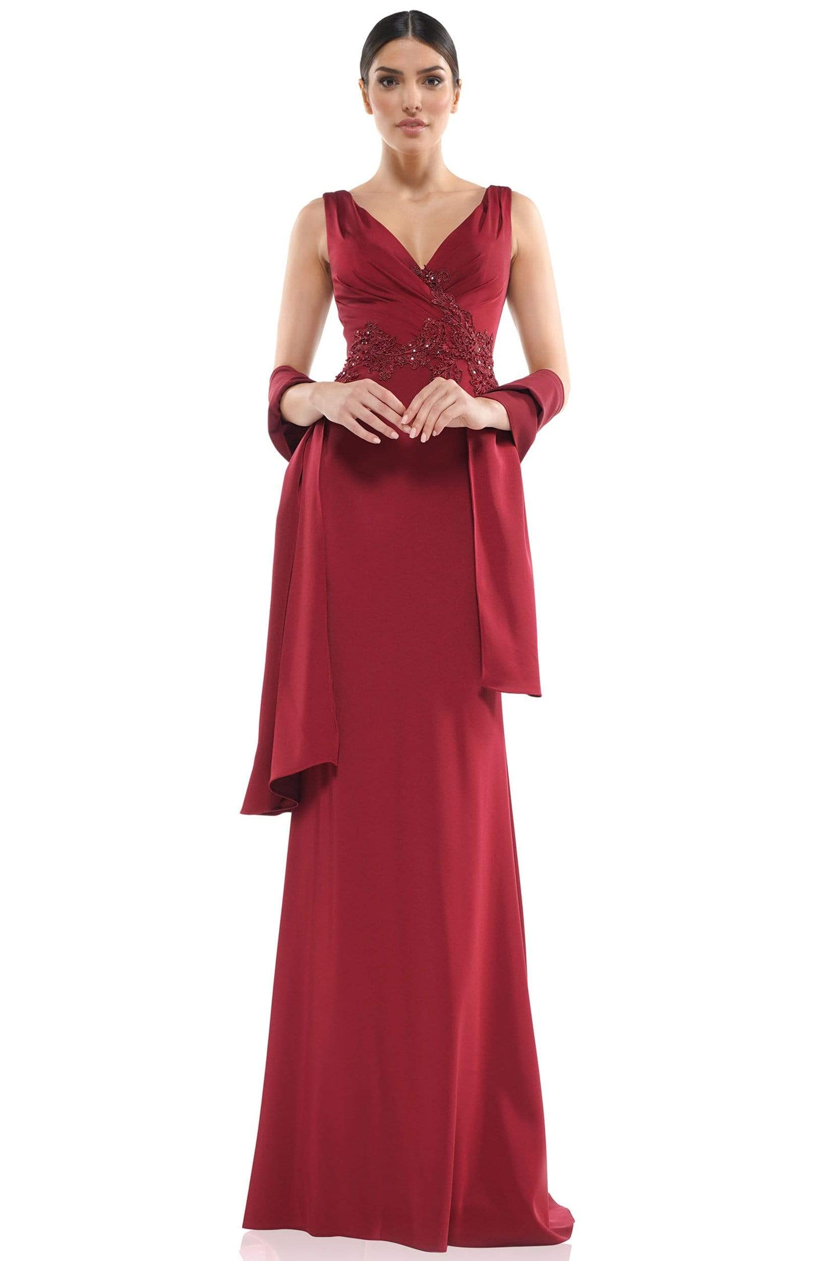 Marsoni by Colors - MV1054 Embroidered V-neck Trumpet Dress - view 10