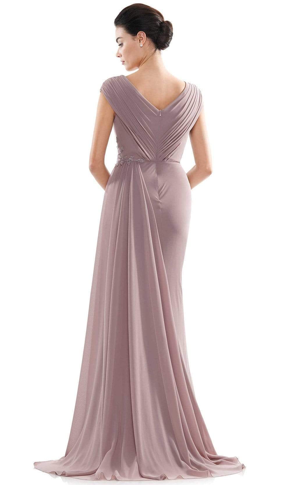 Marsoni by Colors - MV1080 Cap Sleeve Foliage Beaded Sheath Gown - view 4