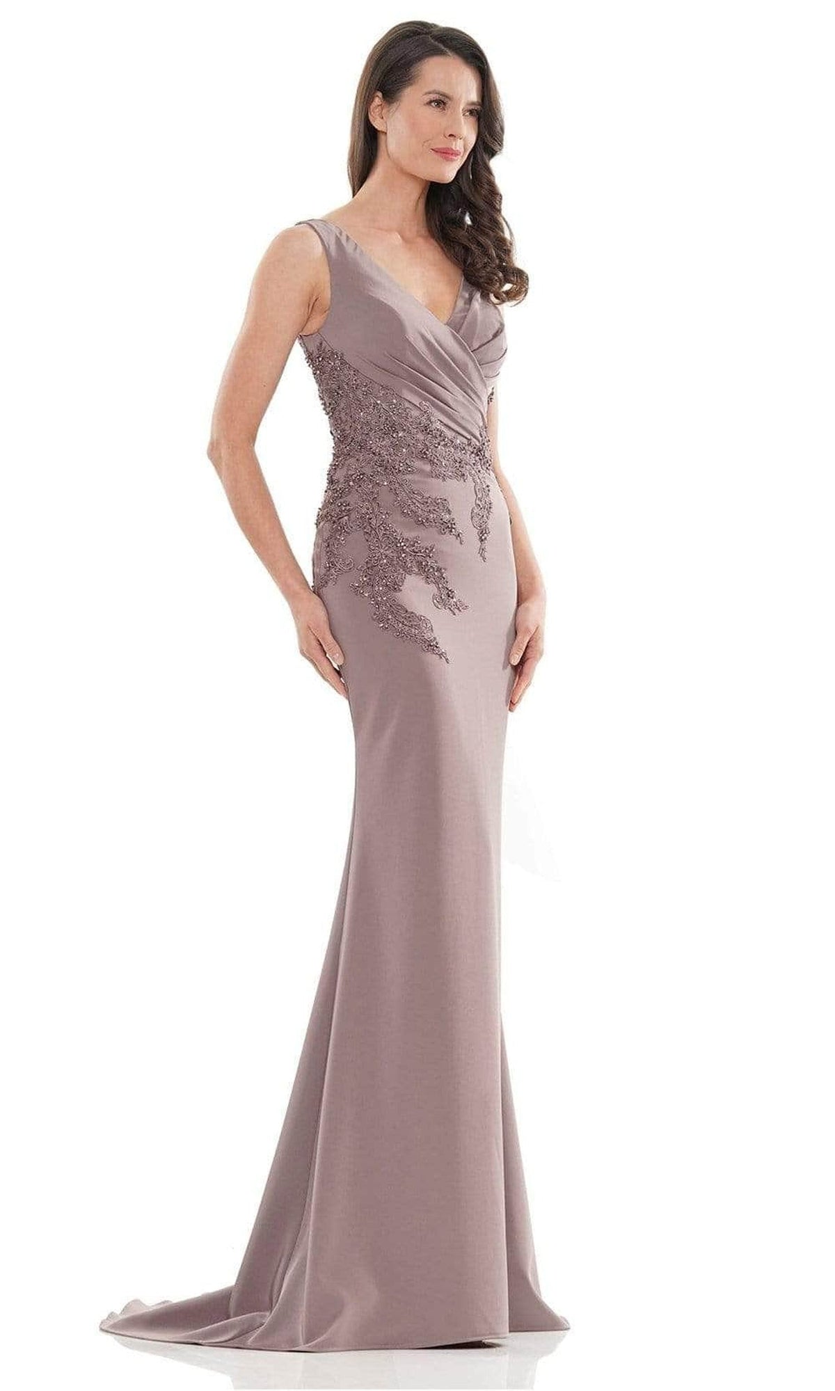 Marsoni by Colors MV1147 - Pleated V-Neck Formal Gown