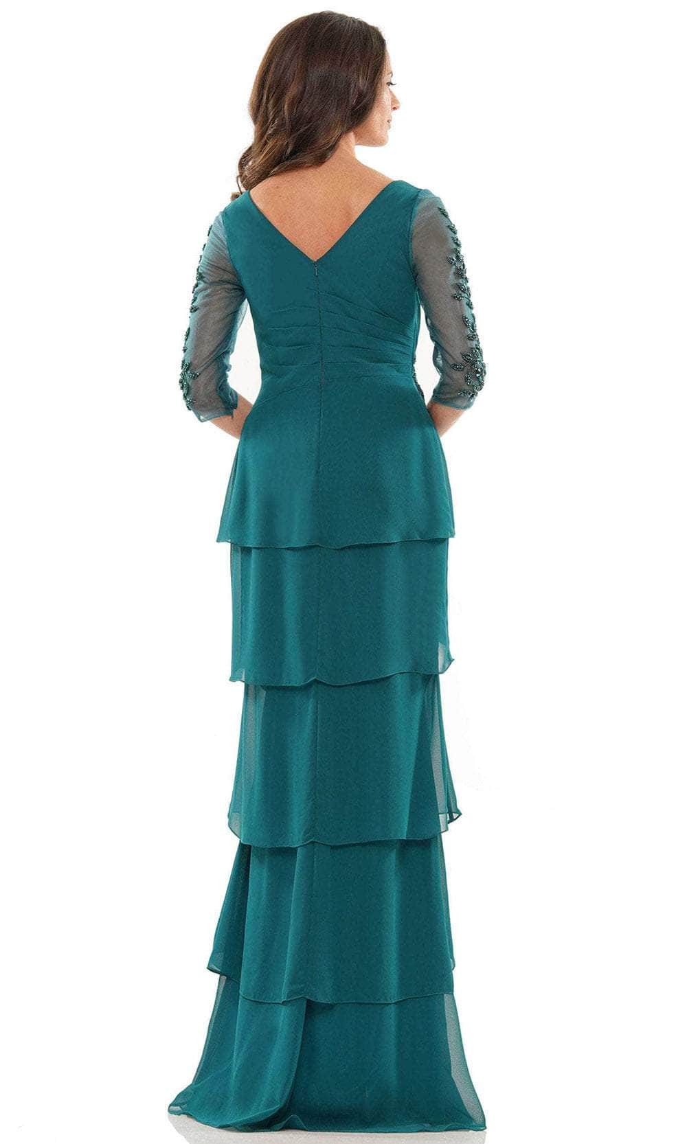 Marsoni by Colors MV1168 - Quarter Sleeves V-Neck Long Gown - back view