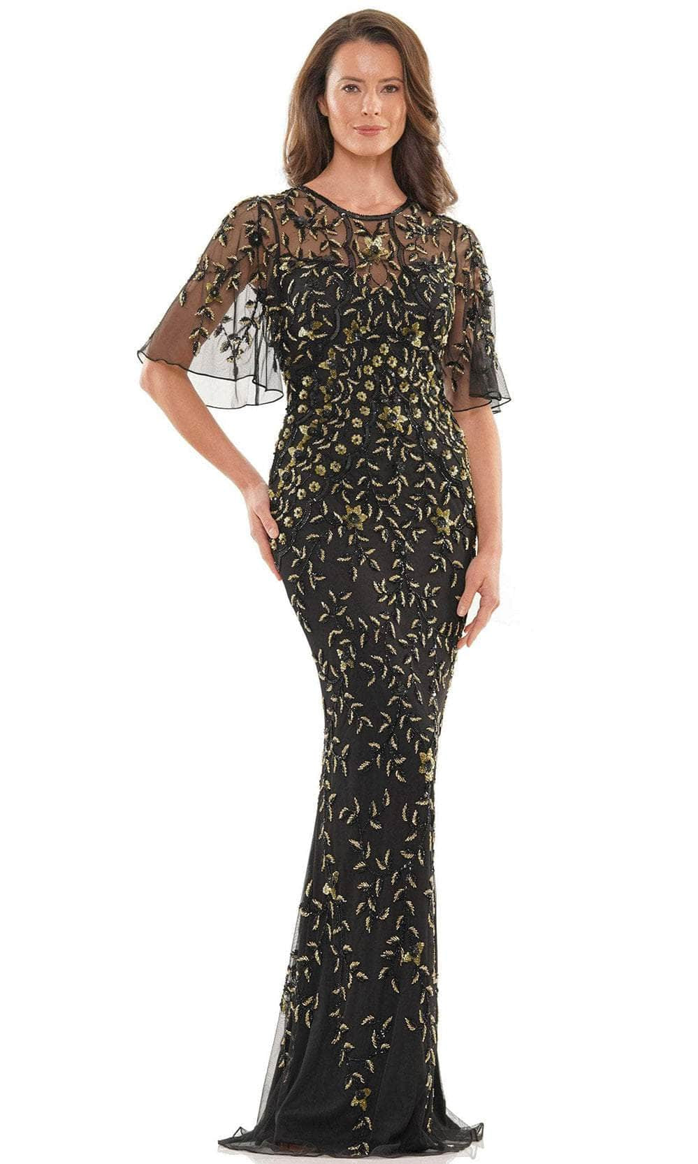 Marsoni by Colors MV1208 - Bell Sleeve Embellished Formal Gown - designer evening gown at Silhouette Dresses
