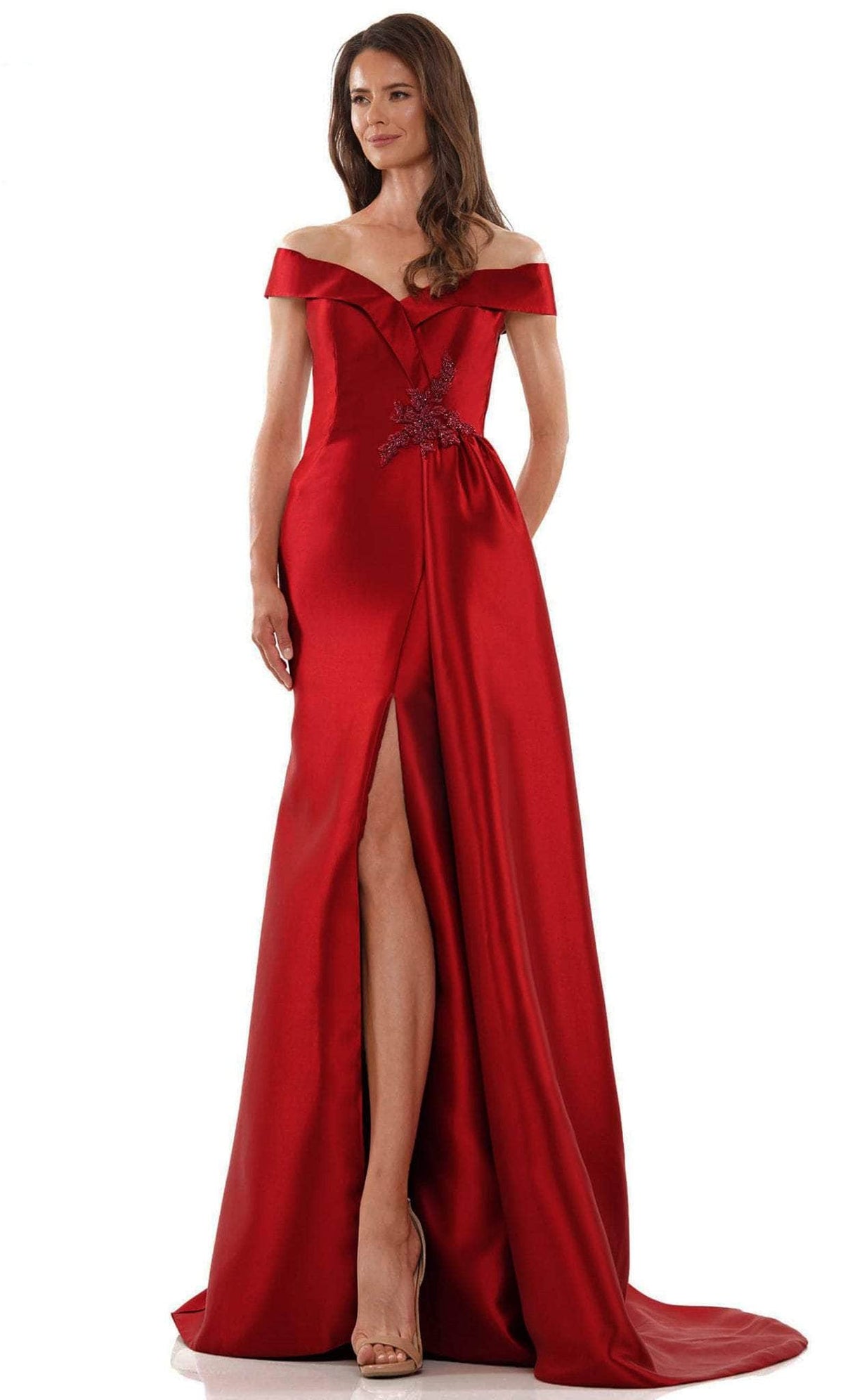 Marsoni by Colors MV1215 - Off Shoulder Mikado A-line Gown - back view