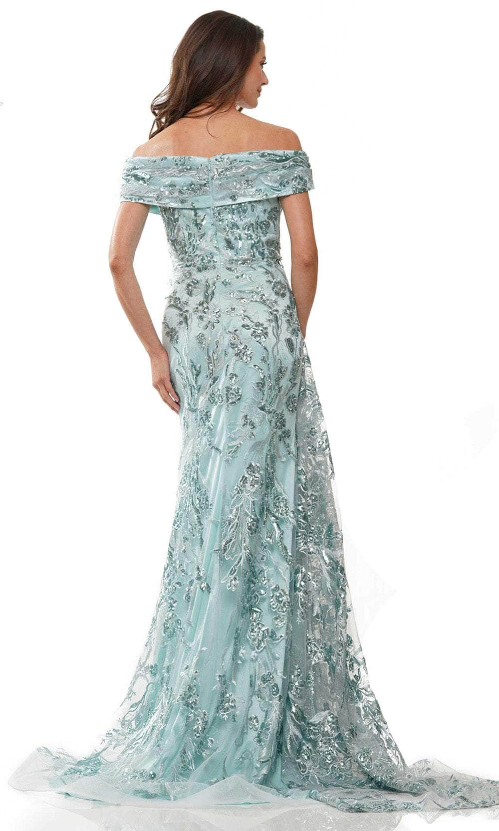 Marsoni by Colors MV1242 - Off-Shoulder Embroidered Evening Dress - detail view